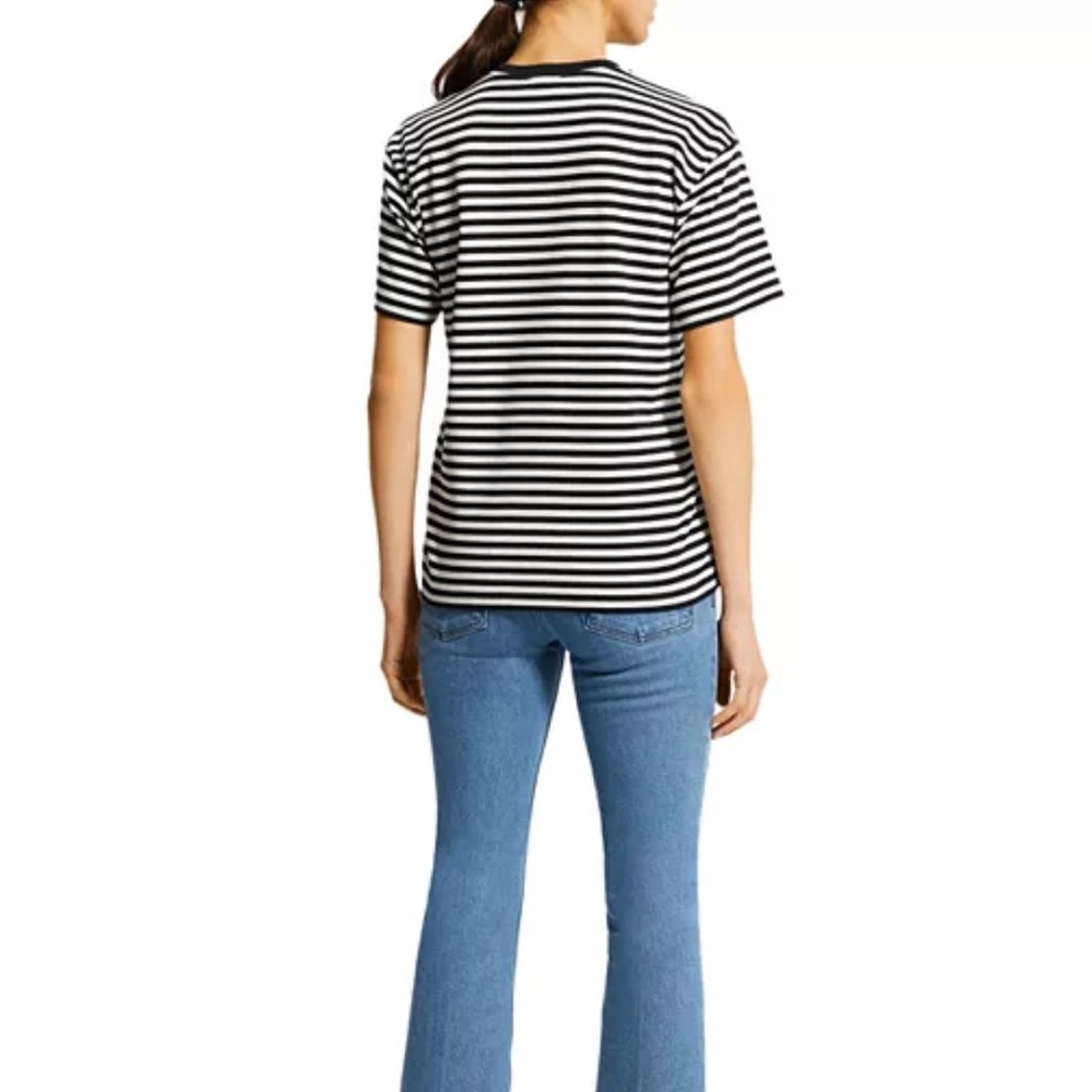 Theory PIMA COTTON Perfect Tee Clinton Stripe T-Shirt LARGE black white soft - Picture 6 of 9